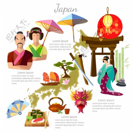 日本创意旅行插画