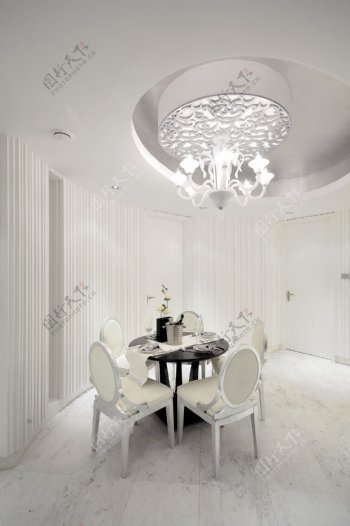 别墅餐厅吊顶室内现代白色简约装修效果图