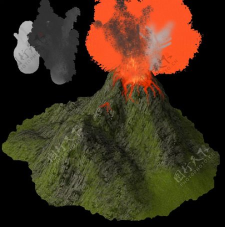 火山喷熔岩免抠png透明图层素材