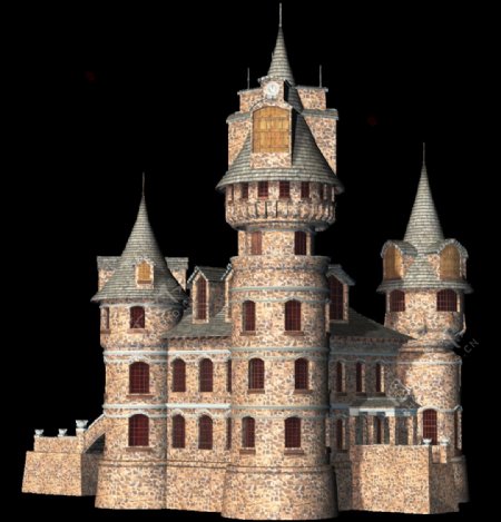 红砖漂亮城堡免抠png透明图层素材