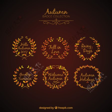 秋天的徽章收集复古优雅的风格