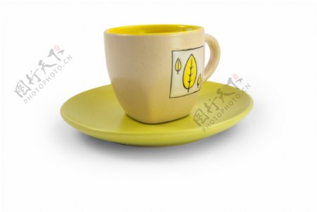 彩绘卡通黄色陶瓷杯psd源文件