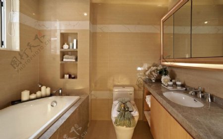 现代简约浅色瓷砖背景墙卫生间室内装修图