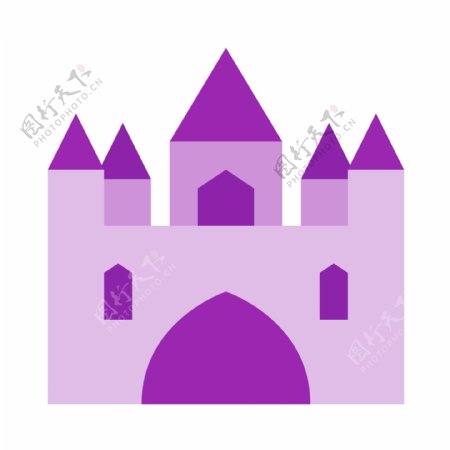 手绘紫色宫殿免抠psd透明素材