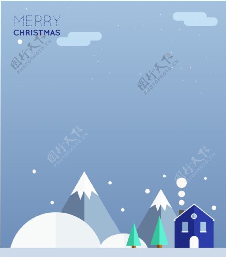 下雪矢量圣诞快乐海报背景素材