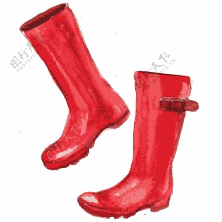 酒红靴子卡通透明素材