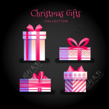 粉色系列圣诞节礼盒元素设计
