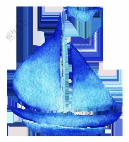 海蓝帆船卡通透明素材