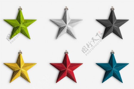 六种颜色星星装饰挂件psd源文件