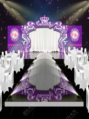 紫色欧式风格花纹婚礼效果图设计