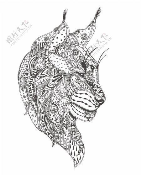 黑白手绘艺术豹子头像
