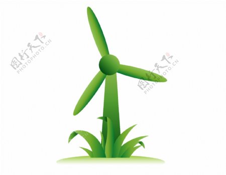 卡通绿色风车png元素
