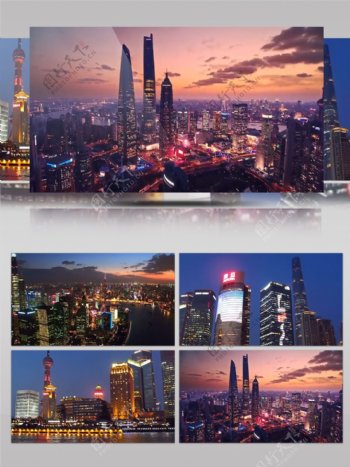 延时拍摄国际大都市上海夜景实拍