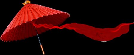 中国风红伞透明装饰素材