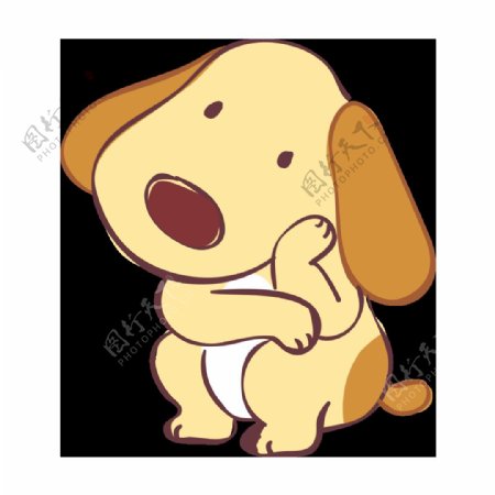 帅气淡黄色宠物狗卡通手绘装饰元素