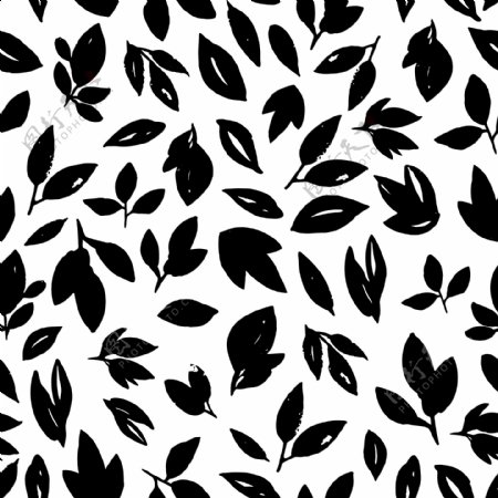 简单设计黑白树叶背景矢量素材
