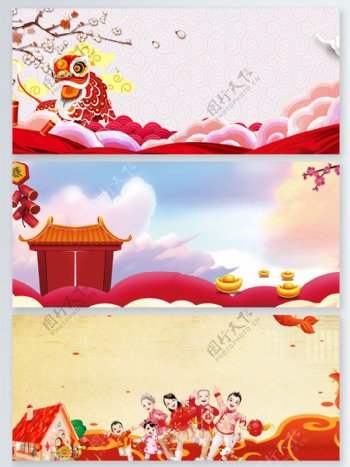 传统春节年味几何中国风广告背景
