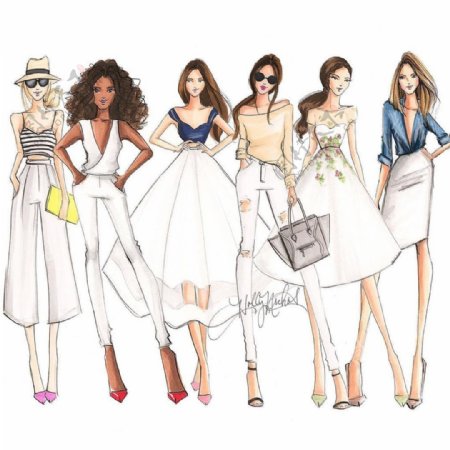 多款白色时尚女装设计图
