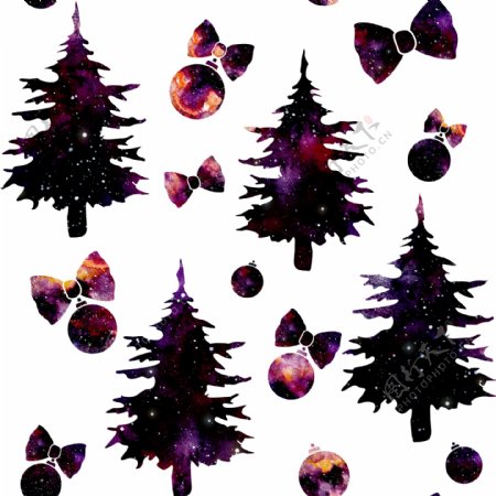手绘暗色水彩圣诞树jpg背景素材
