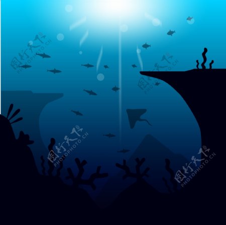 大气深海水生物背景