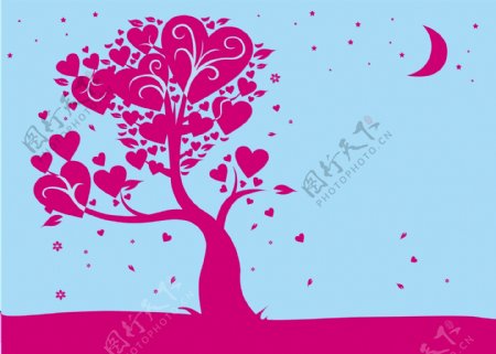 浪漫心形大树背景