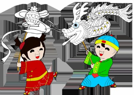 中式春节舞龙素材