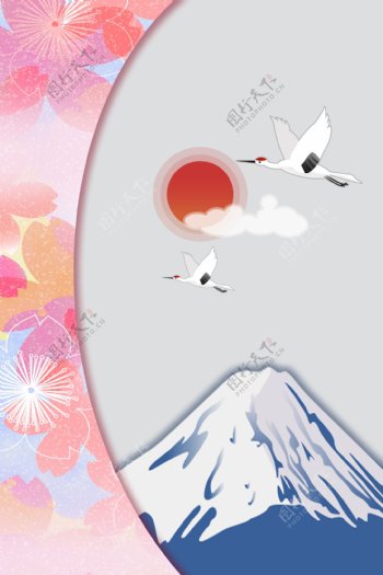 简约日本旅游海报背景设计