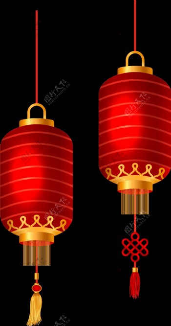 鲜艳红色灯笼中国风节日元素