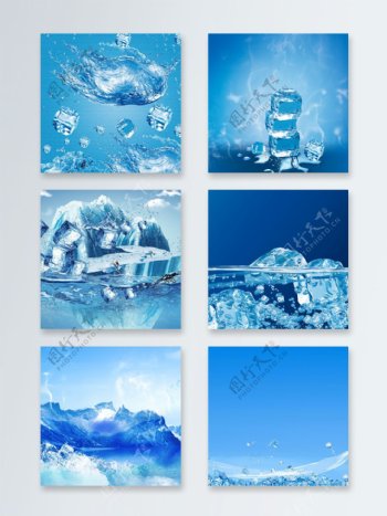 冬季蓝色大气冰冰山主图背景