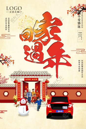 狗年春节回家过年海报设计