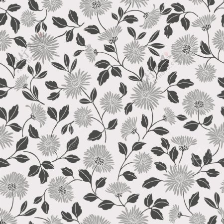 现代简约灰色花朵壁纸图案