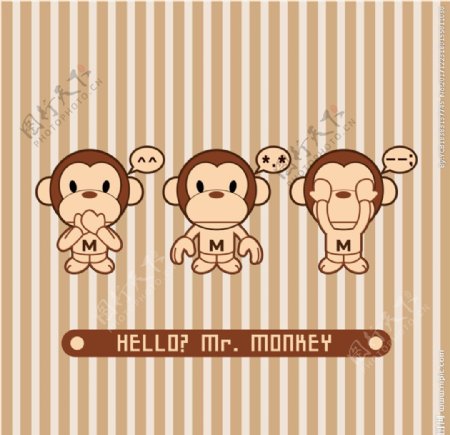 猴子矢量卡通印花