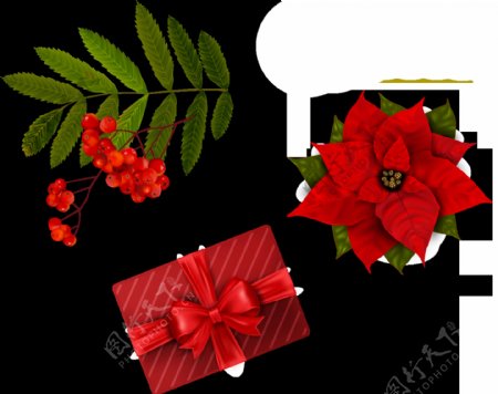 节日用红色物品花朵透明素材