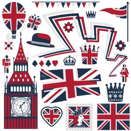 趣味时尚英国米字旗插画