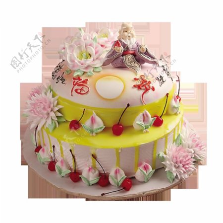 创意粉色花朵双层蛋糕图案