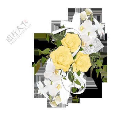 白色黄色玫瑰实拍图png元素