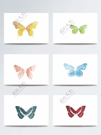 彩色平面蝴蝶图案素材