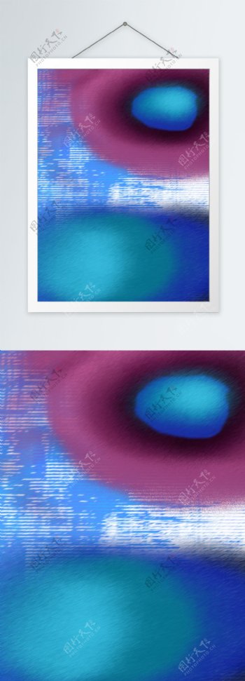 现代蓝紫抽象图案客厅装饰画