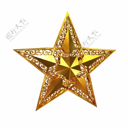 金色立体金属锡箔纸圣诞装饰星星可商用元素