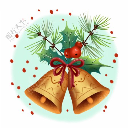 圣诞铃铛手绘节日插画可商用元素
