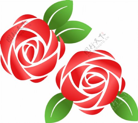 玫瑰花花瓣植物手绘红色渐变简约风可商用