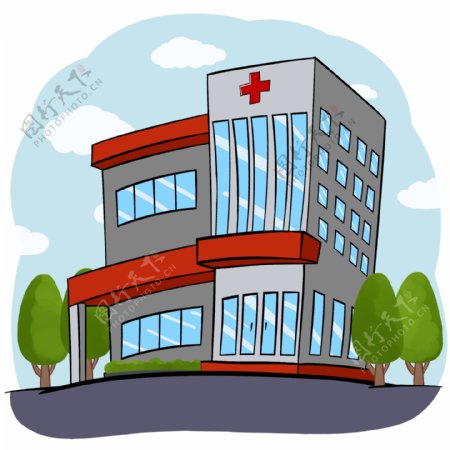 医疗医院建筑手绘可商用卡通元素
