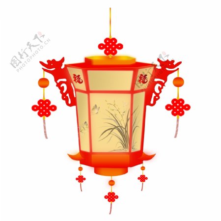 新春喜庆中国风可商用灯笼花灯节装饰图案