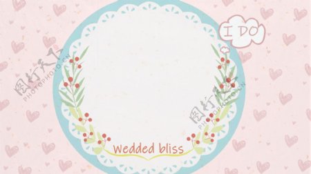 粉色插画手绘爱心婚礼海报背景