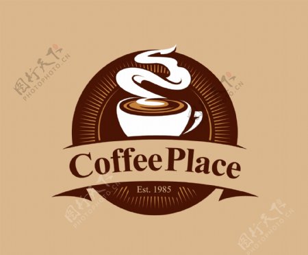 复古风格咖啡店商标logo模板