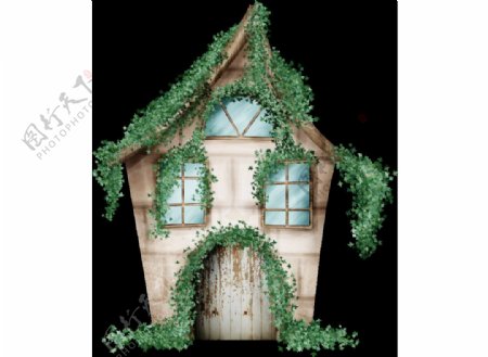 拟人形象绿植装饰小房子