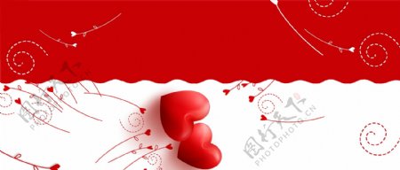 爱心情人节几何文艺红色背景