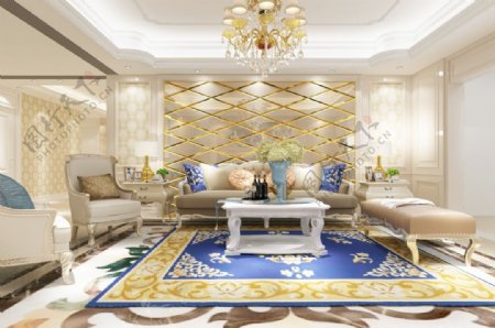 温馨舒适经典欧式客厅装饰装修效果图
