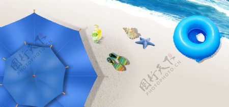 夏日海滩度假饮料海报背景设计