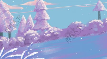 立冬冬季雪景紫色梦幻背景设计